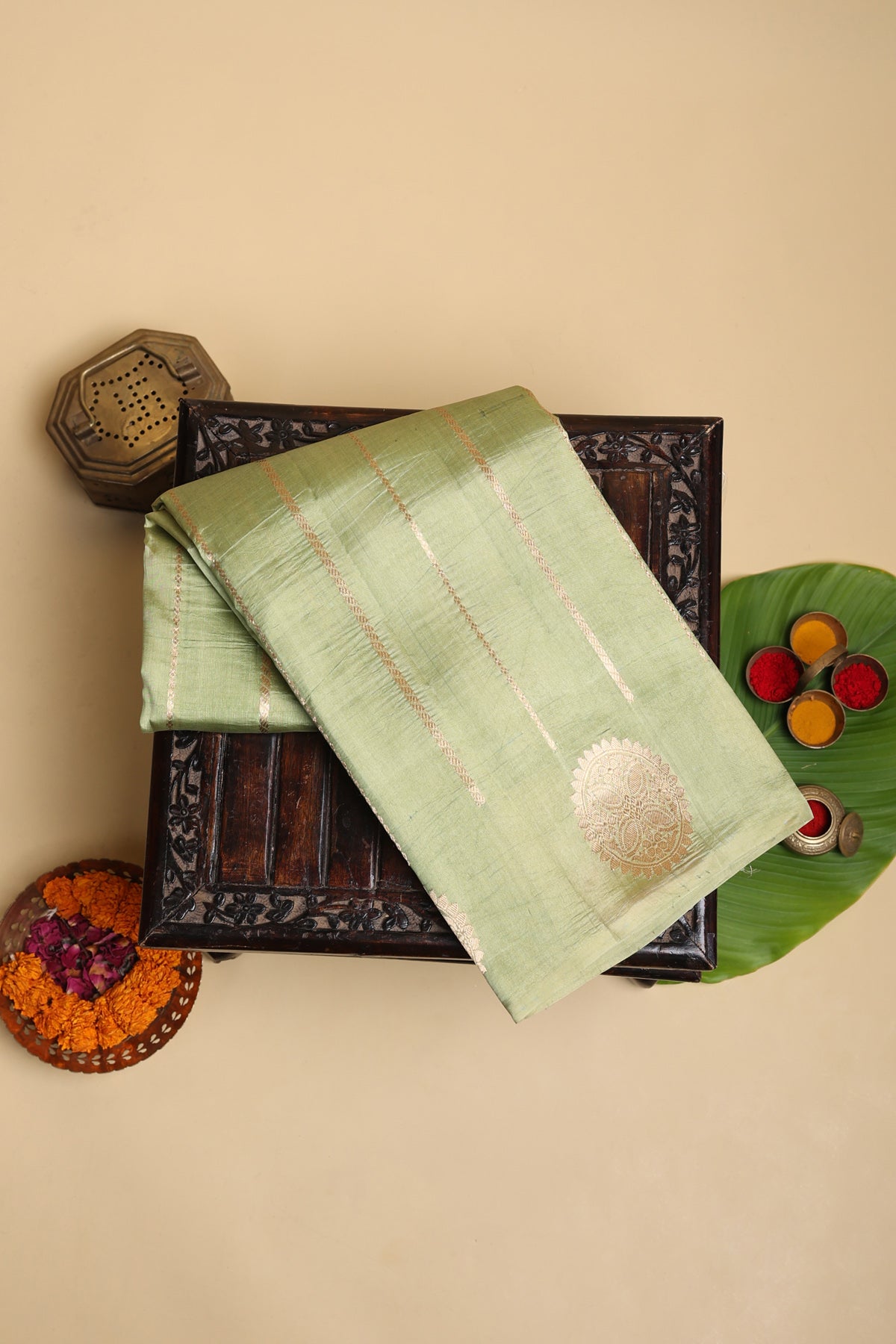 Matka Silk Sage Green Saree