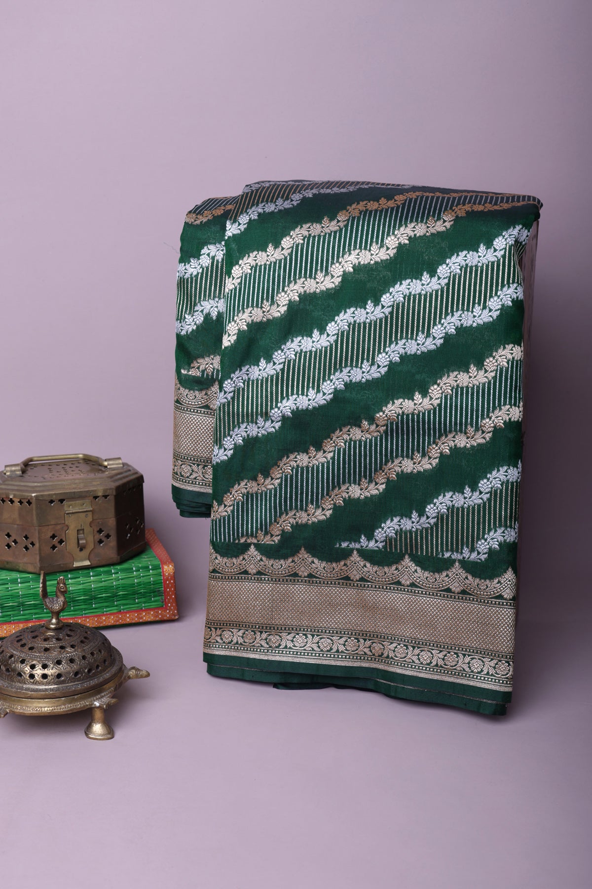 Banarasi Silk Dark Green Saree