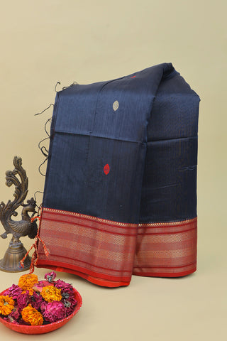 Chanderi Sico Navy Blue Saree