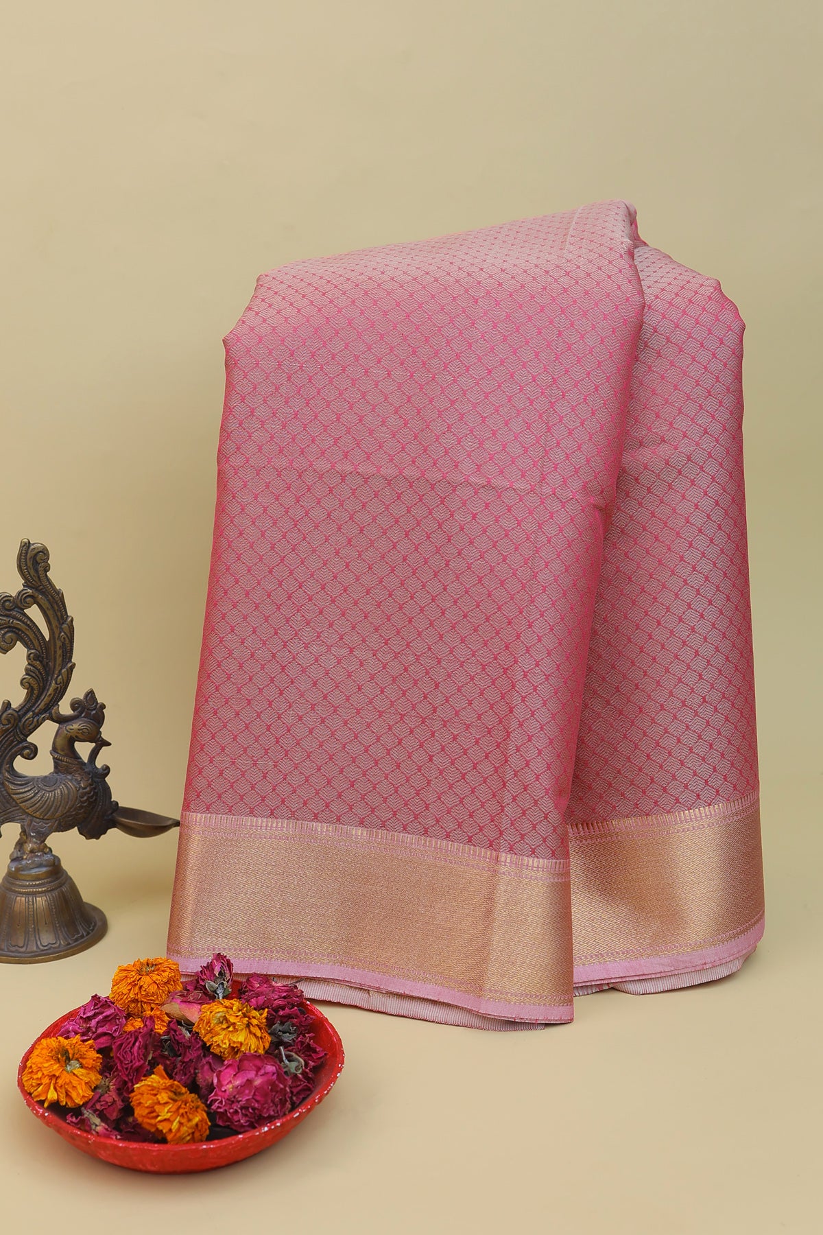 Chanderi Sico Pink Saree