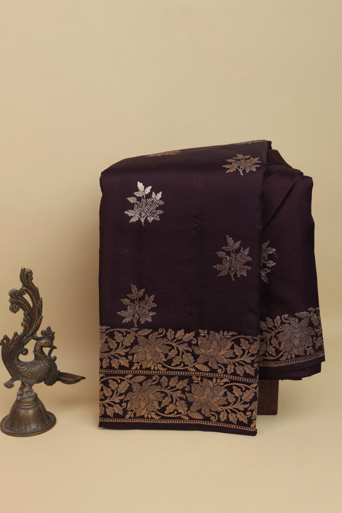 Designer Matka Silk Brown Saree