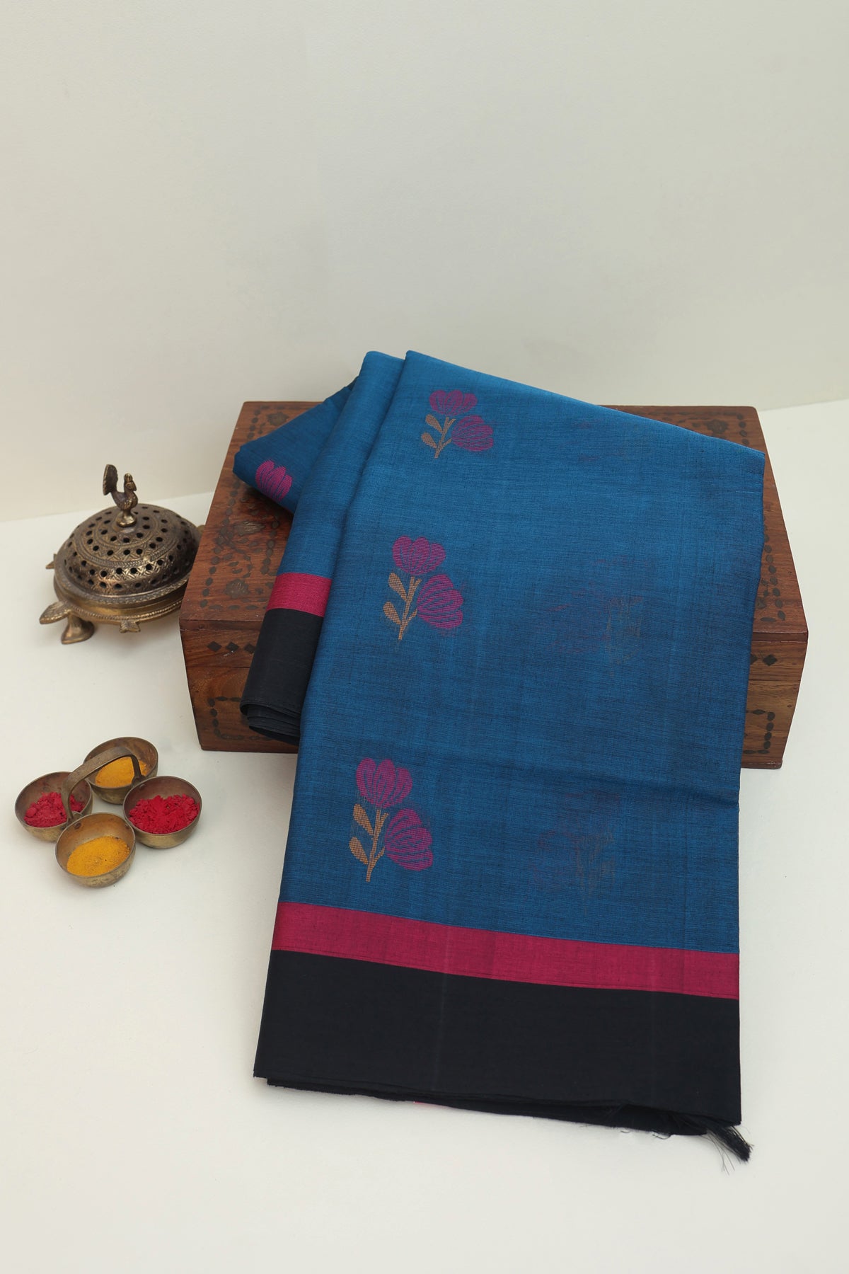 Kanchi Cotton Blue Saree