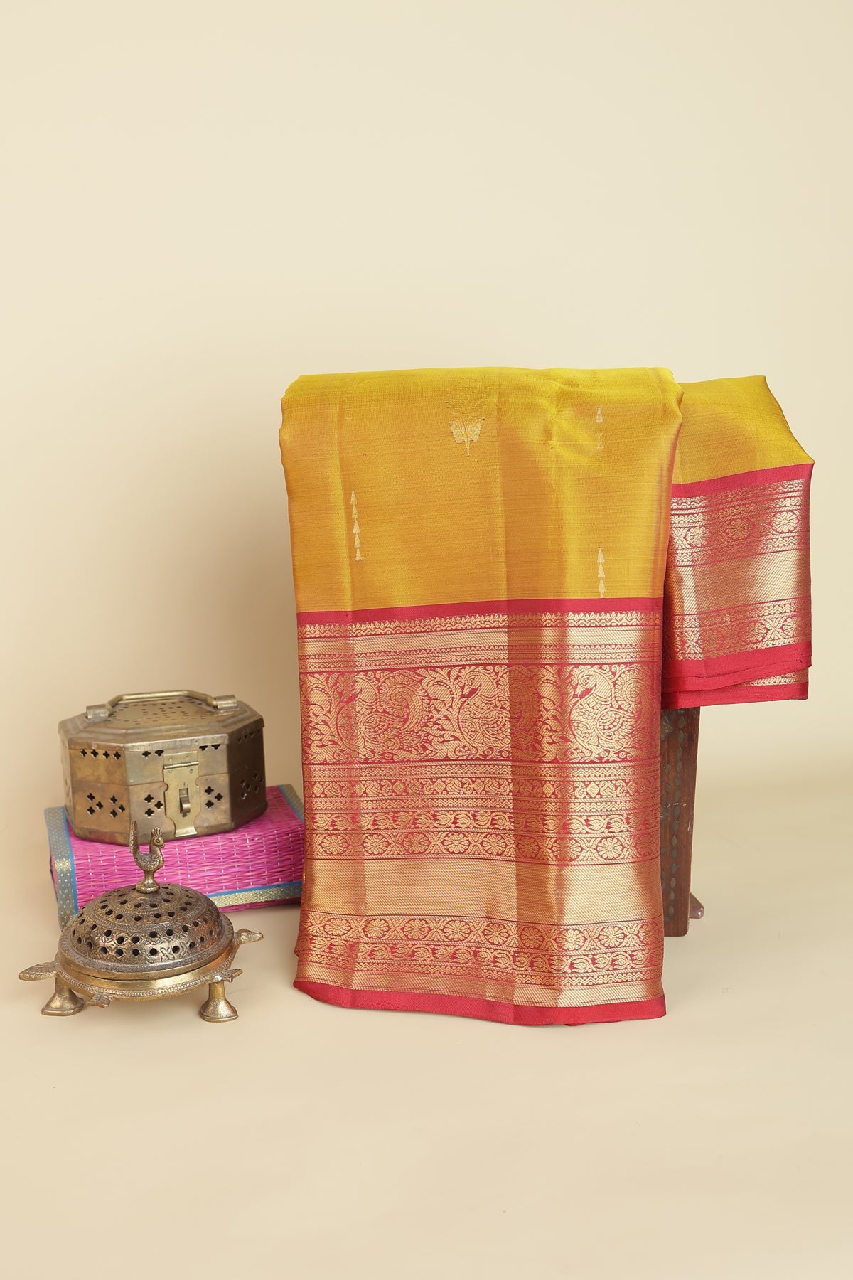 Coimbatore Soft Silk Yellow Saree