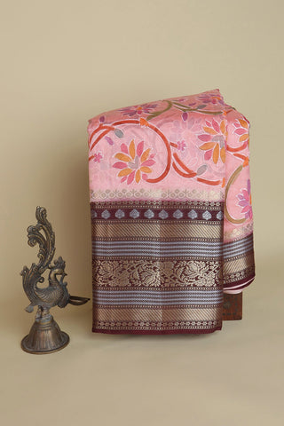 Designer Matka Silk Peach Saree