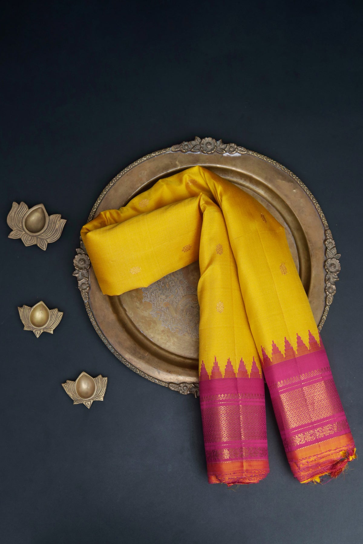 Gadwal Silk Yellow Saree