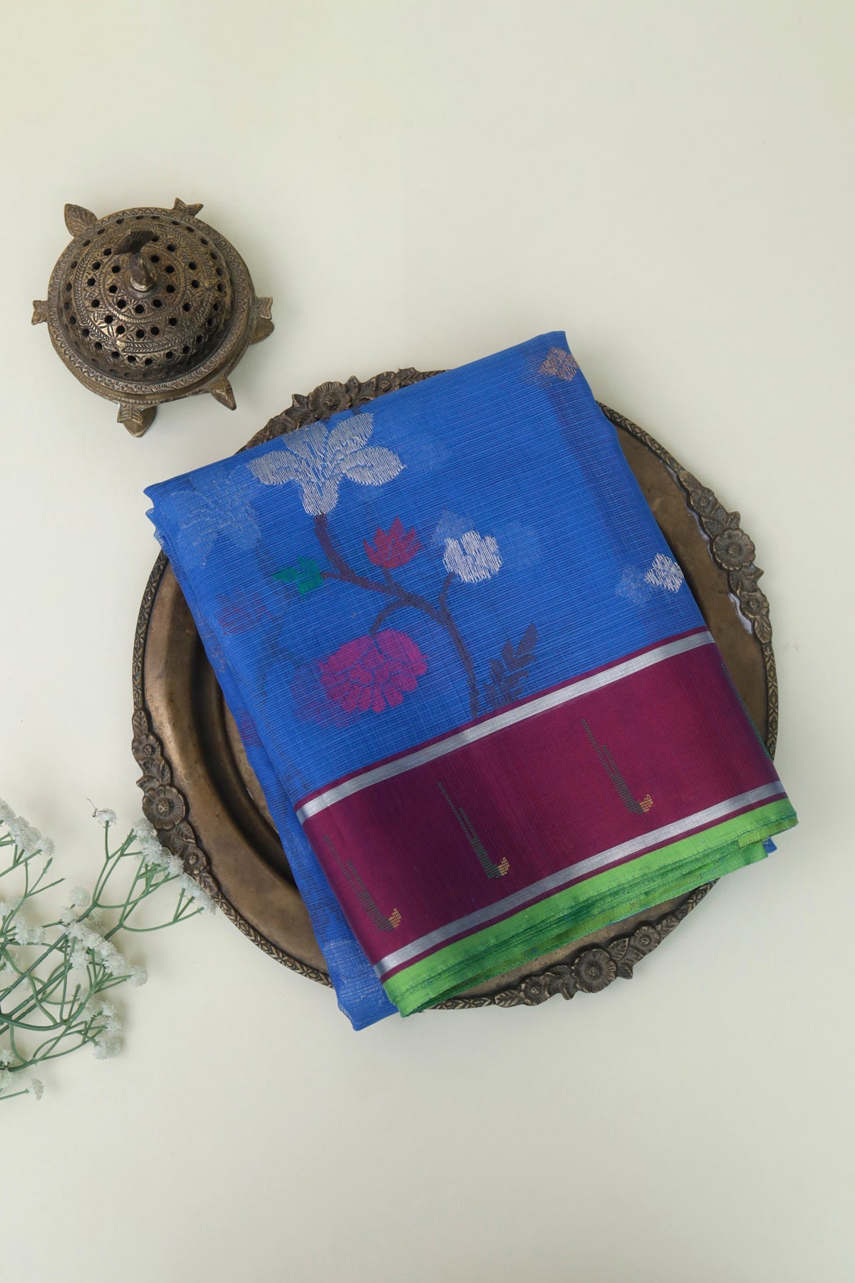 Zari Kota Cotton Royal Blue Saree