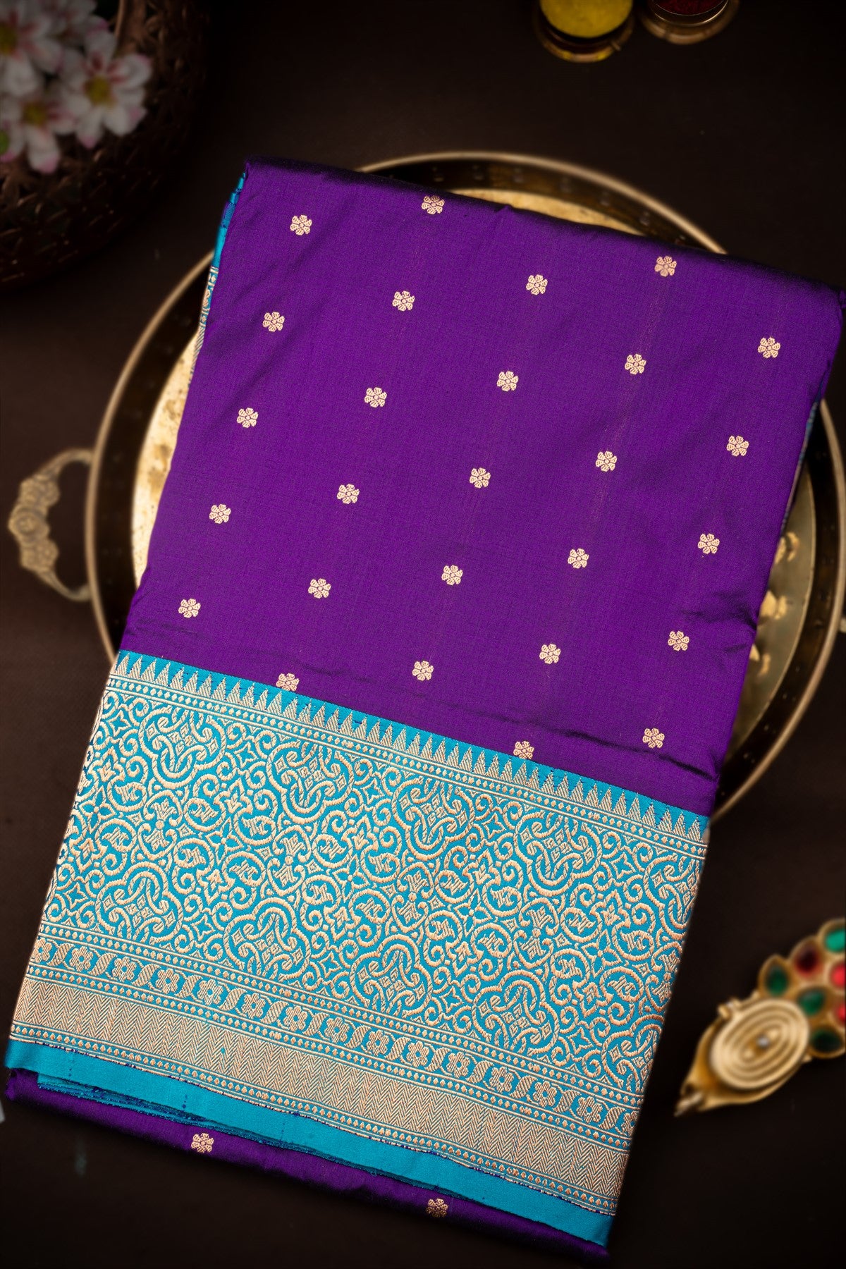 Banarasi Silk Buttis Purple Saree