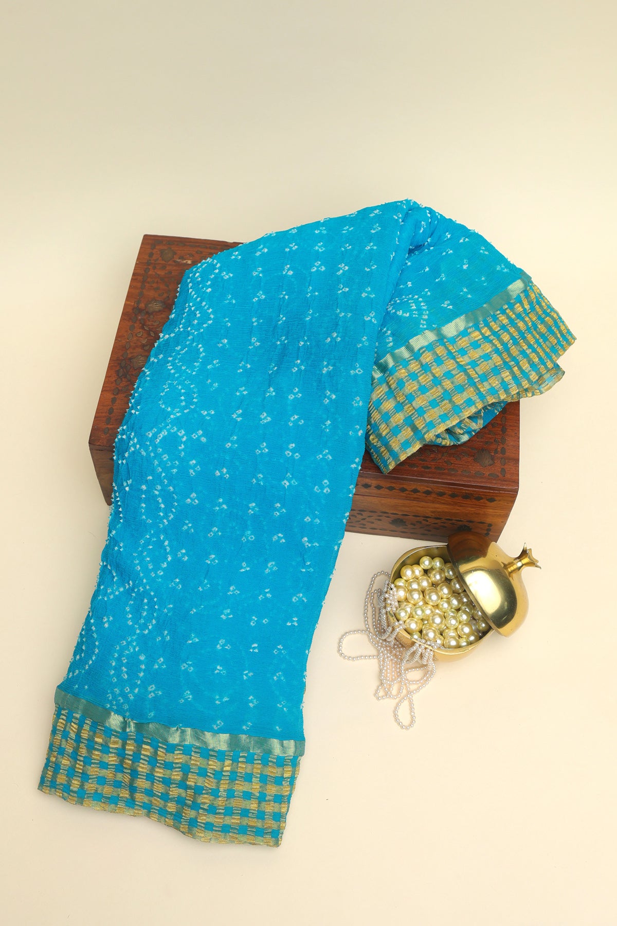 Bandhani Silk Light Blue Saree