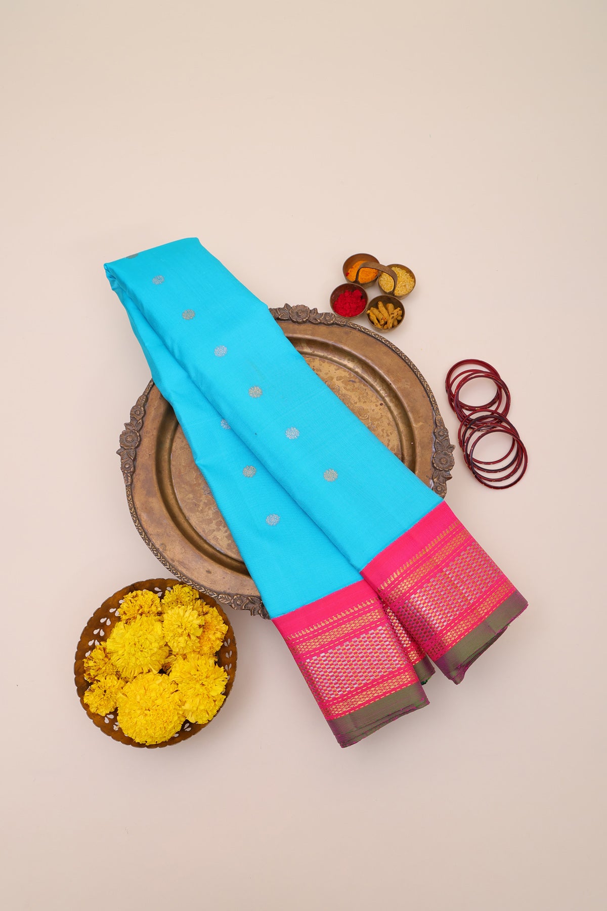 Gadwal Silk Light Blue Saree