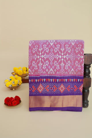 Ikat Silk Peach Saree