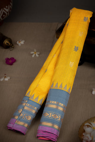 Gadwal Silk Yellow Saree