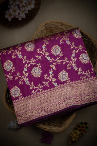 Banarasi Silk Magenta Saree