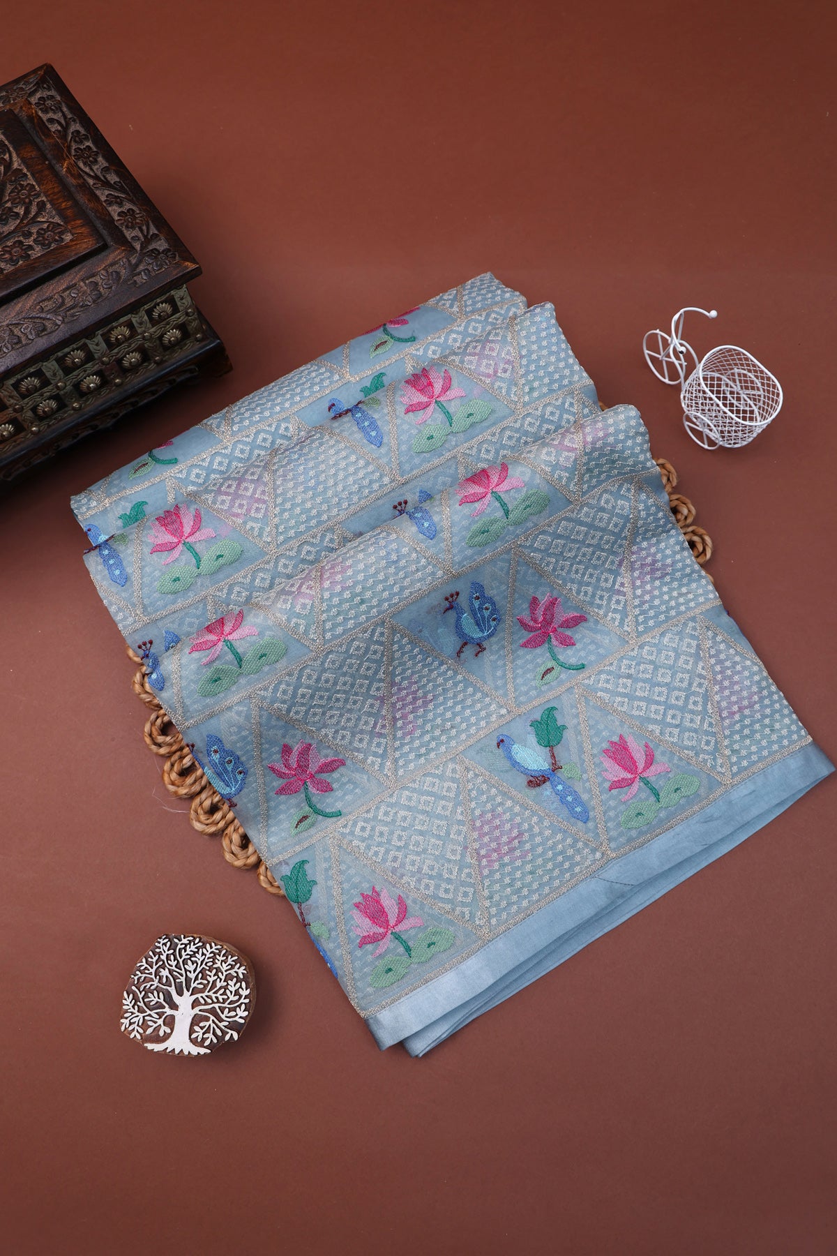 Designer Matka Silk Grey Saree