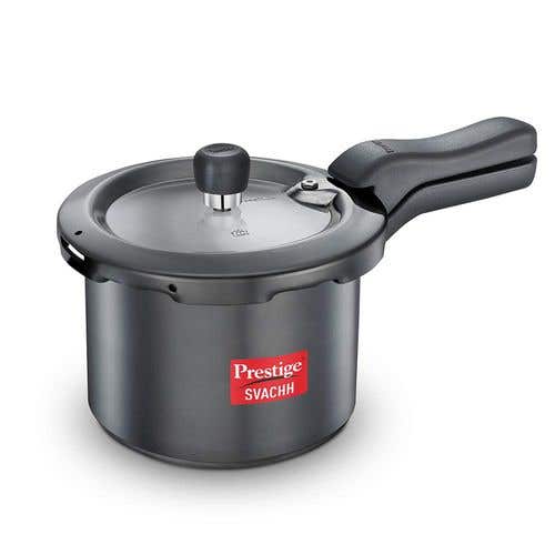 Prestige Svachh Hard Anodised Spillage Control Pressure Cooker, (Black)