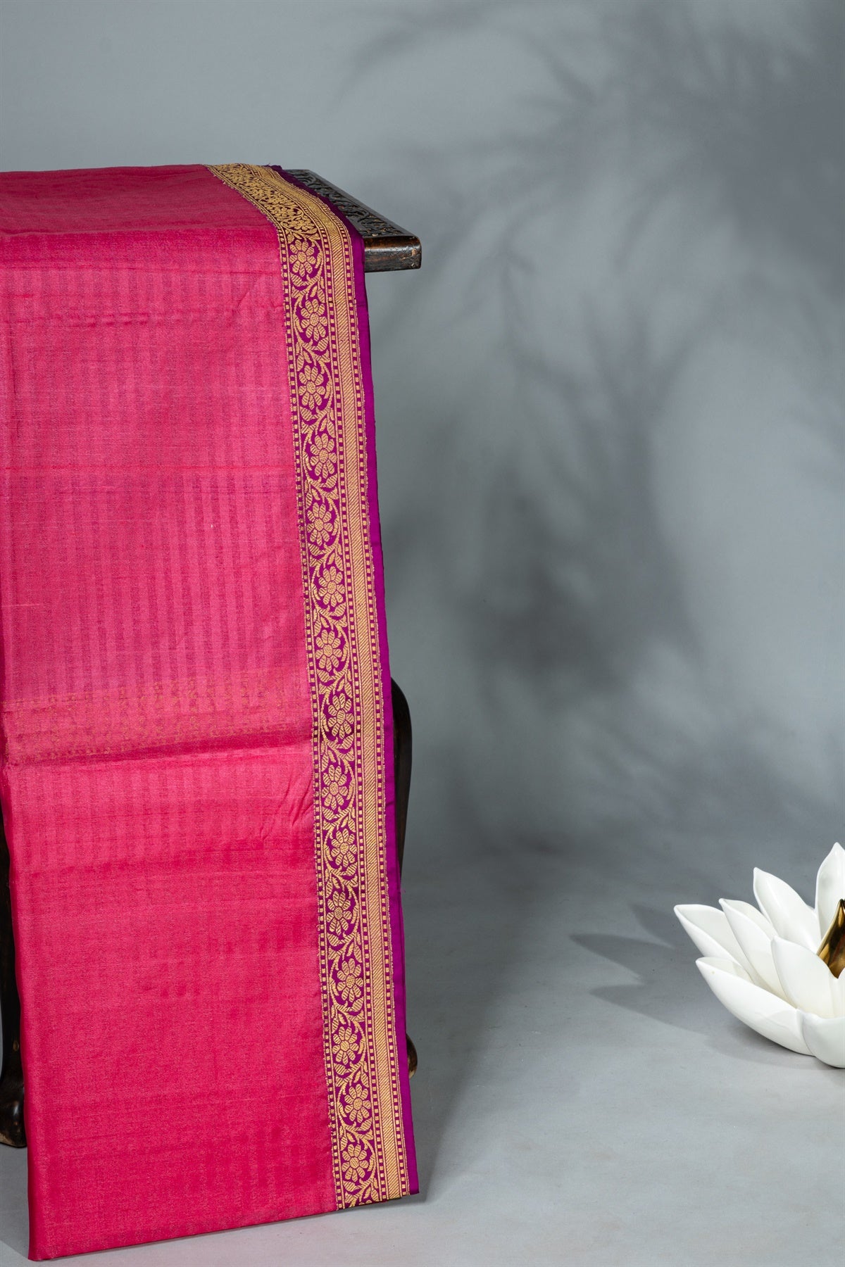 Mandir Pink & Wine Fancy Lines Saree