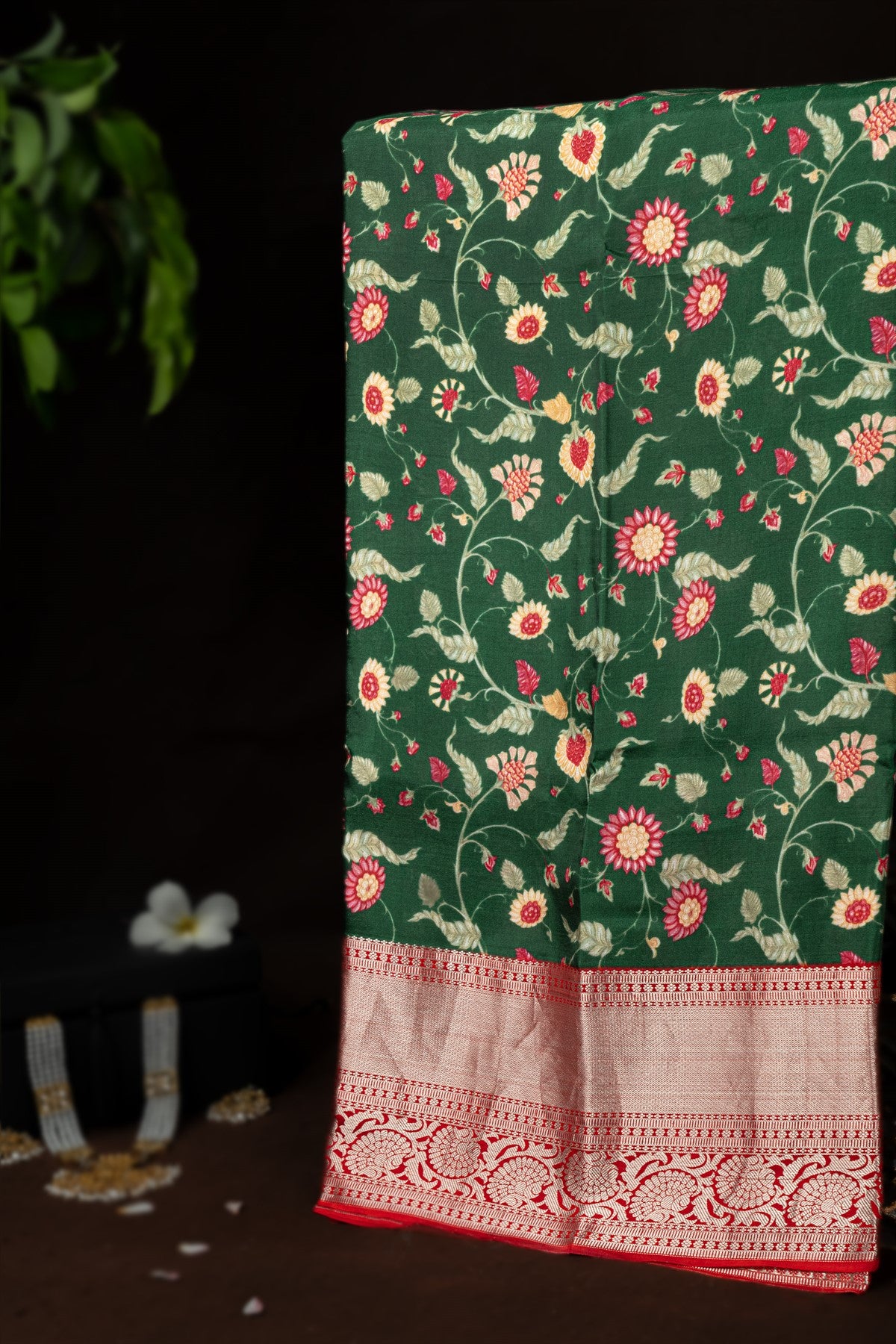 Varamahalakshmi Green & Red Fancy Digital Print Saree