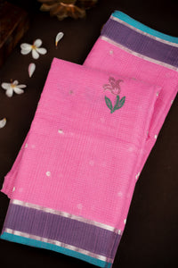 Varamahalakshmi Pink & Grey Zari Kota Buttis Saree