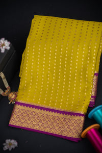 Varamahalakshmi Dark Mustard & Dark Purple Mysore Polka Dots Saree