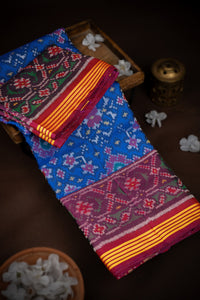 Mandir Royal Blue & Magenta Patan Patola Ikat Saree